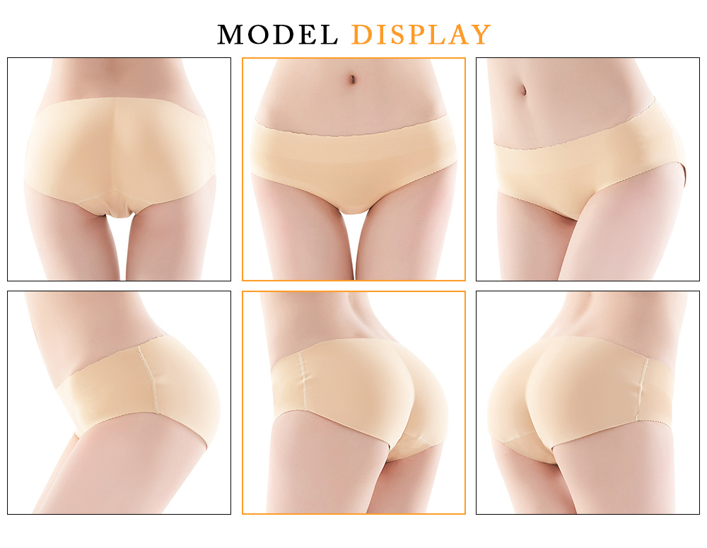 Low Waist Solid Color Padded Seamless Hipster Underwear Push Up Women Briefs